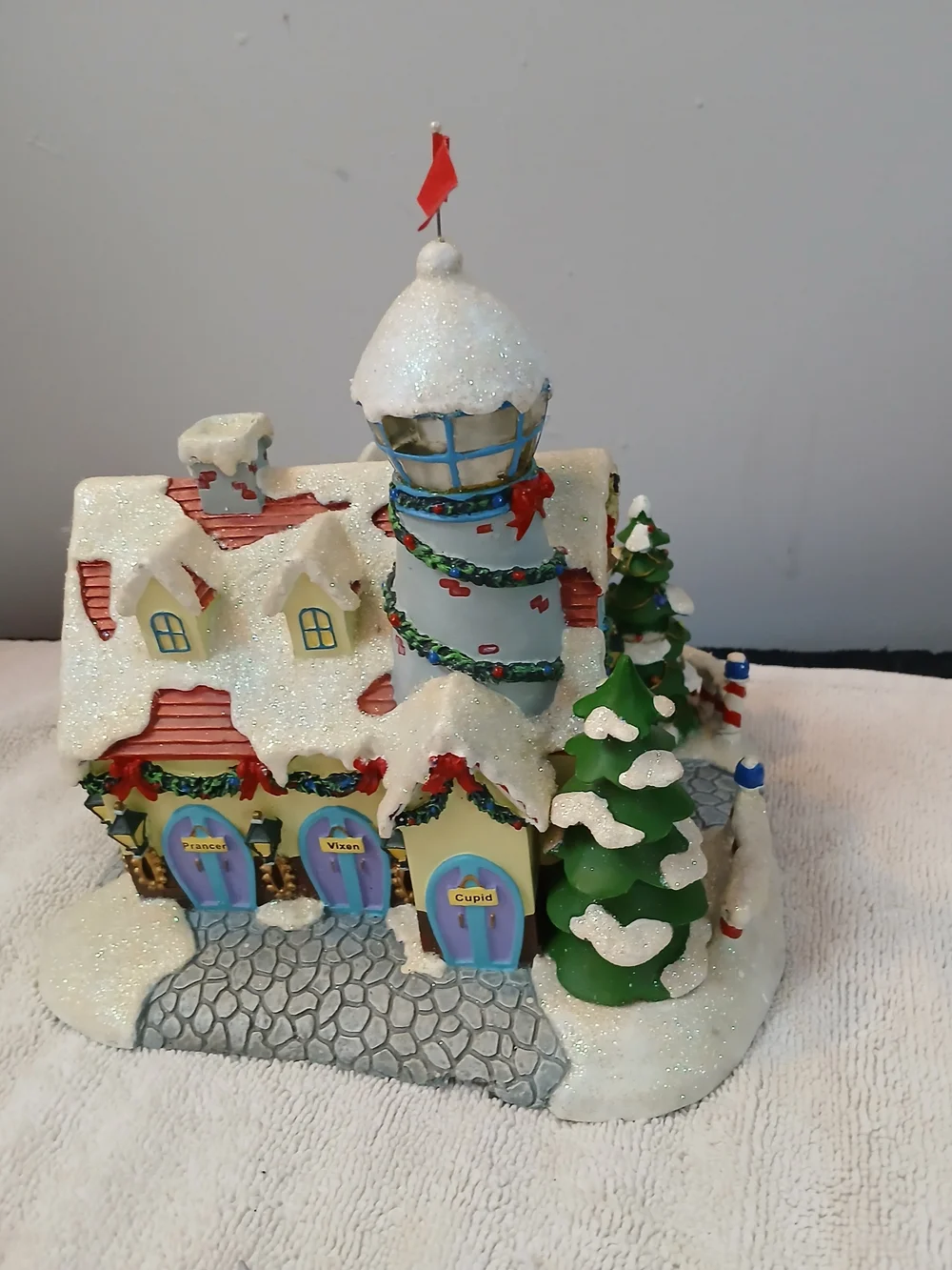 Unbranded Green & Cream Holiday Light-Up Village House